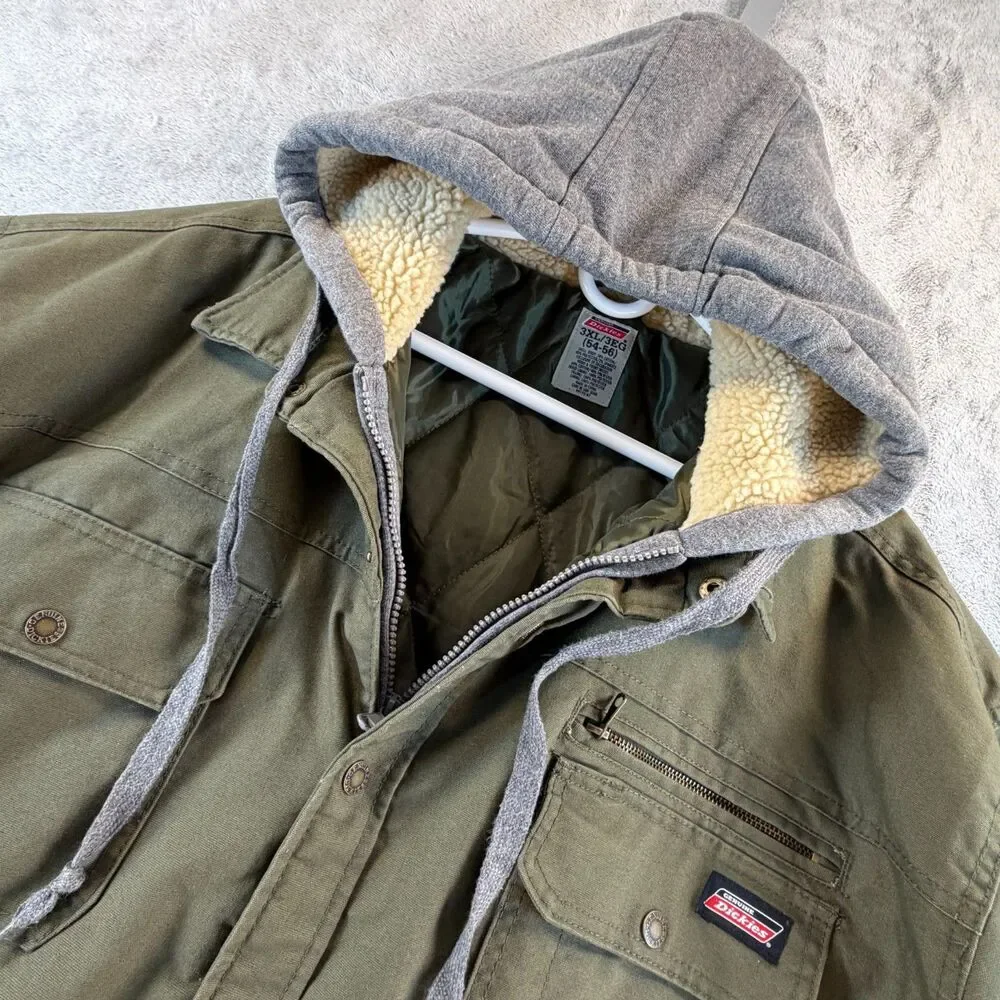 Dickies Hooded Work Jacket Mens 3XL Olive Insulated